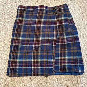 Boden Blue and Brown Tweed Plaid Mini Skirt